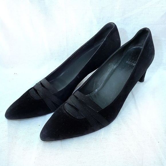 Stuart Weitzman Black Suede Strappy Heels - Picture 1 of 13